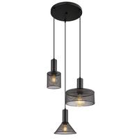 Hängeleuchte Jedd in Schwarz max. 60 Watt - Schwarz, Kunststoff/Metall (46/150cm) - Globo