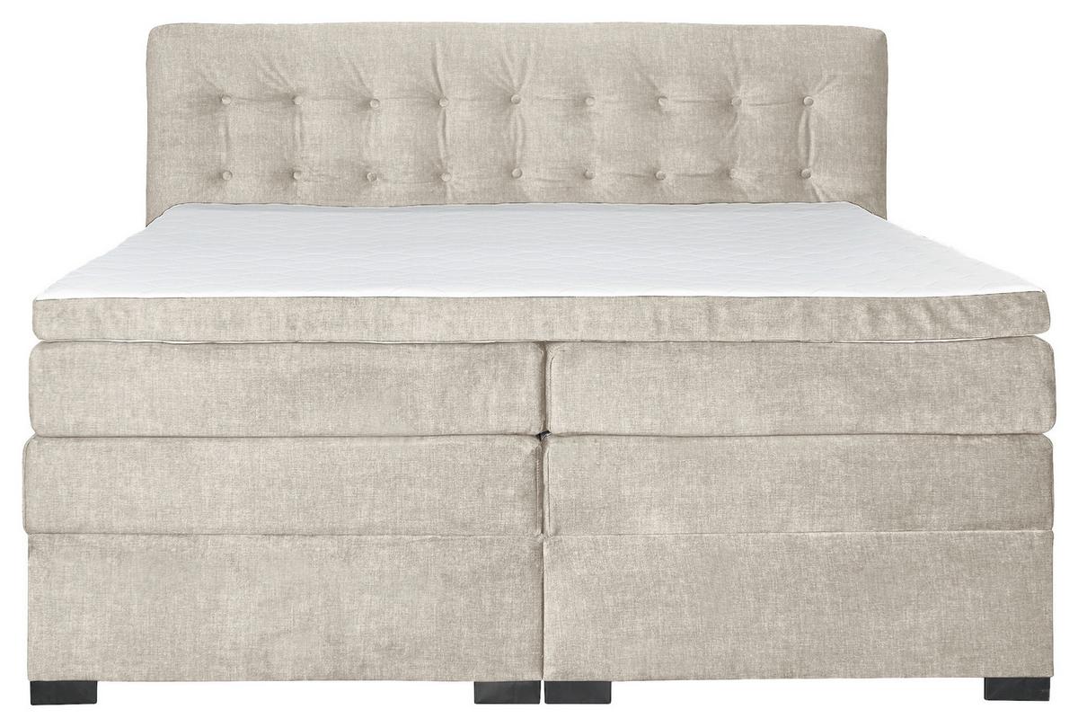 Boxspringbett Madeira in Creme ca. 200x200cm - Creme, KONVENTIONELL, Textil (200/200cm) - Premium Living