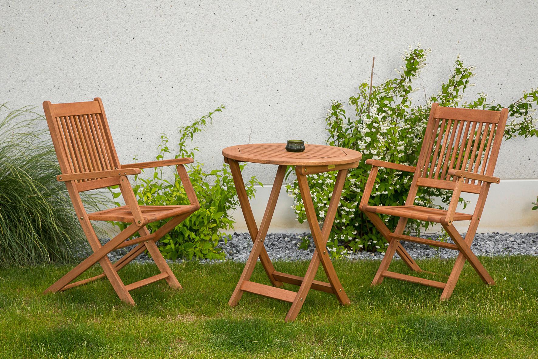 Gartenklapptisch Eukalyptus klappbar ca. 80x75x80cm - Naturfarben, KONVENTIONELL, Holz (80/75/80cm) - Gardenson