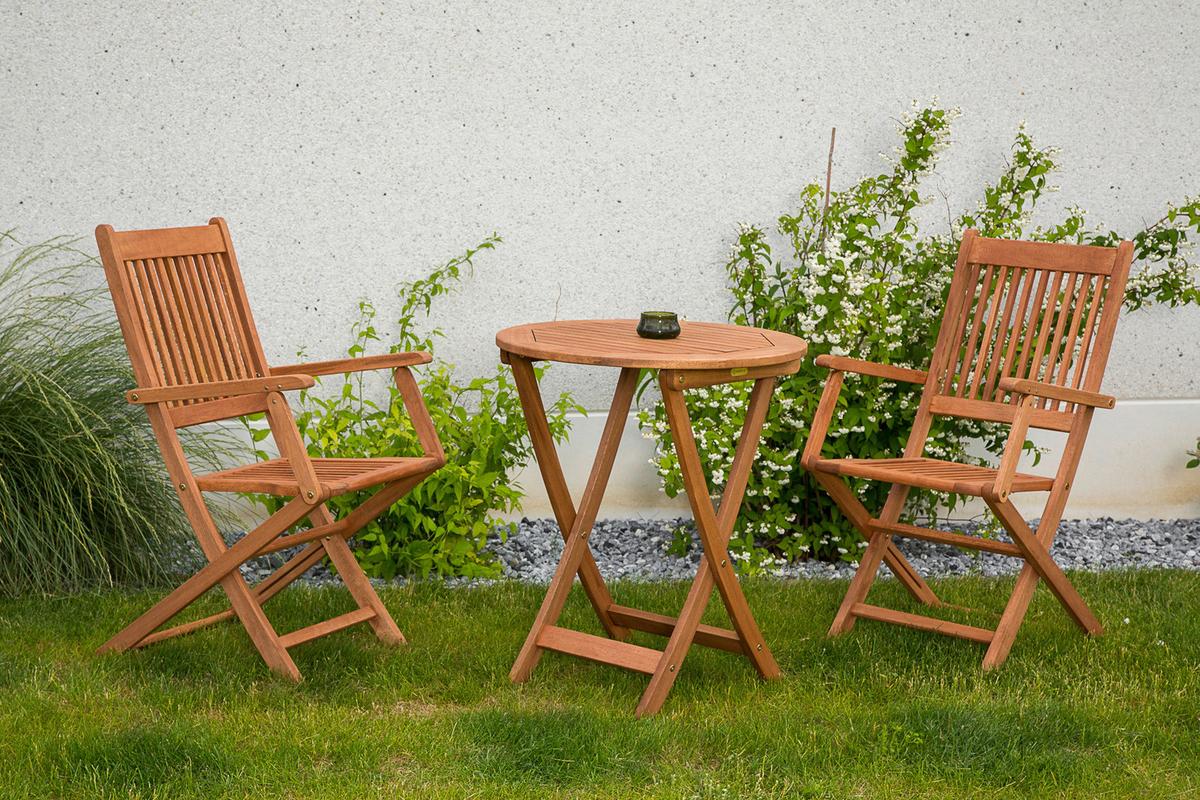 Gartenklapptisch Eukalyptus klappbar ca. 80x75x80cm - Naturfarben, KONVENTIONELL, Holz (80/75/80cm) - Gardenson