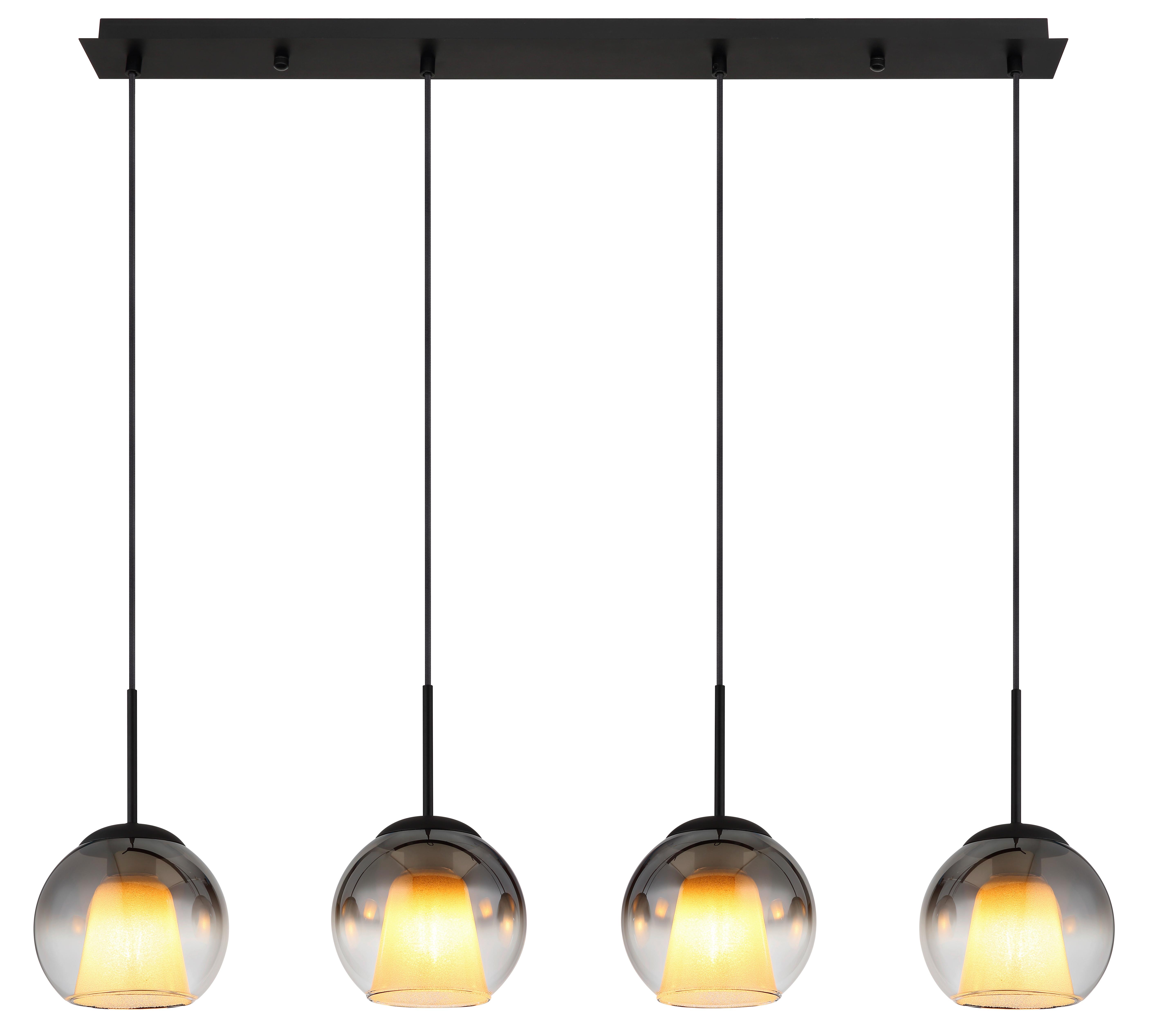 HÄNGELEUCHTE 15749-4H BARRY - Klar/Schwarz, Basics, Glas/Textil (100/18/120cm) - Globo