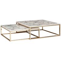 Couchtisch Marmoroptik ca. 75x75x27 cm Gestell Gold - Goldfarben/Weiß, KONVENTIONELL, Holzwerkstoff/Metall (75/75/27cm) - MID.YOU