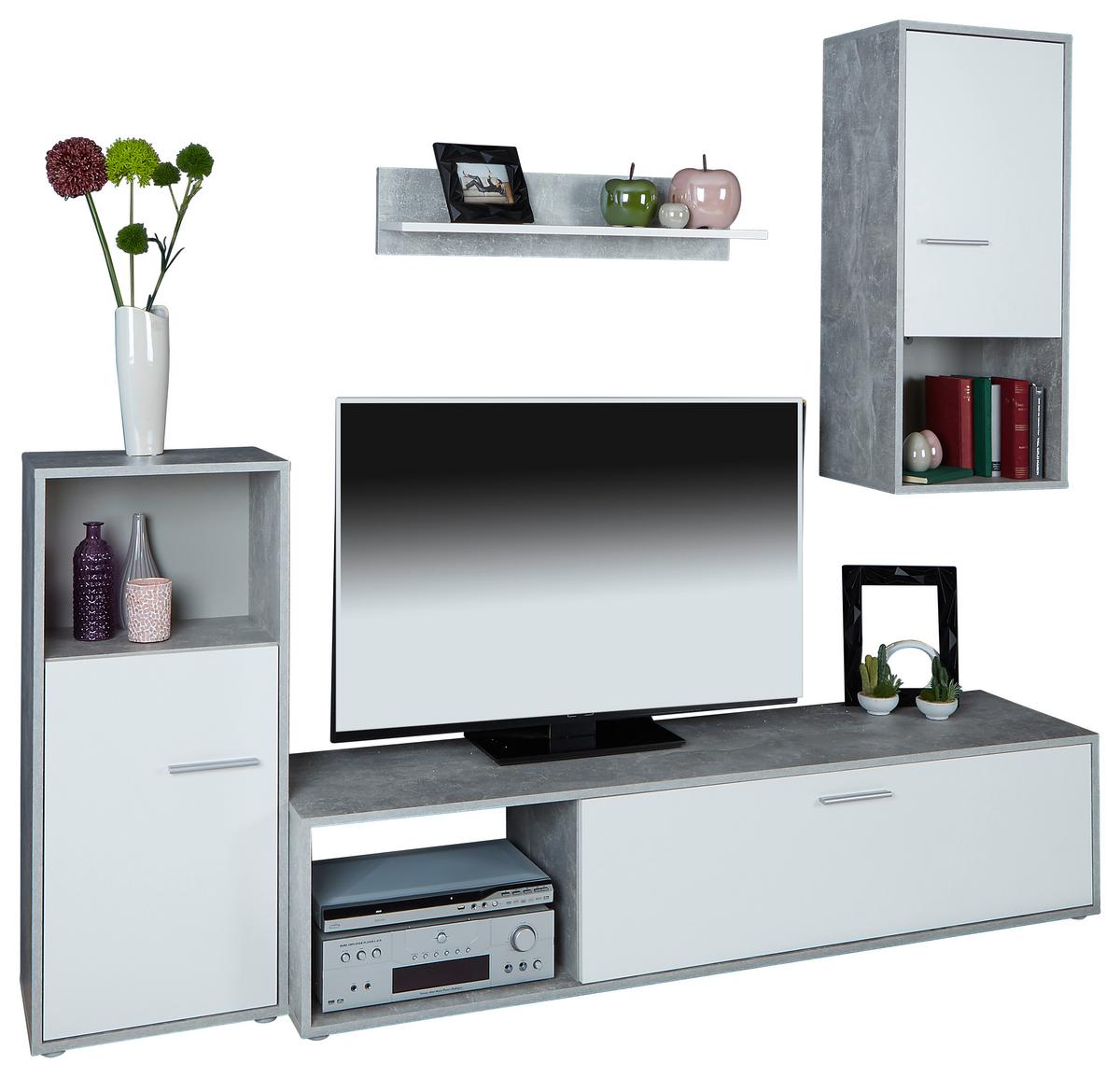 Mobilier camera de zi Aran - gri deschis/alb, Modern, material pe bază de lemn (221/183,5/40cm) - Best Price