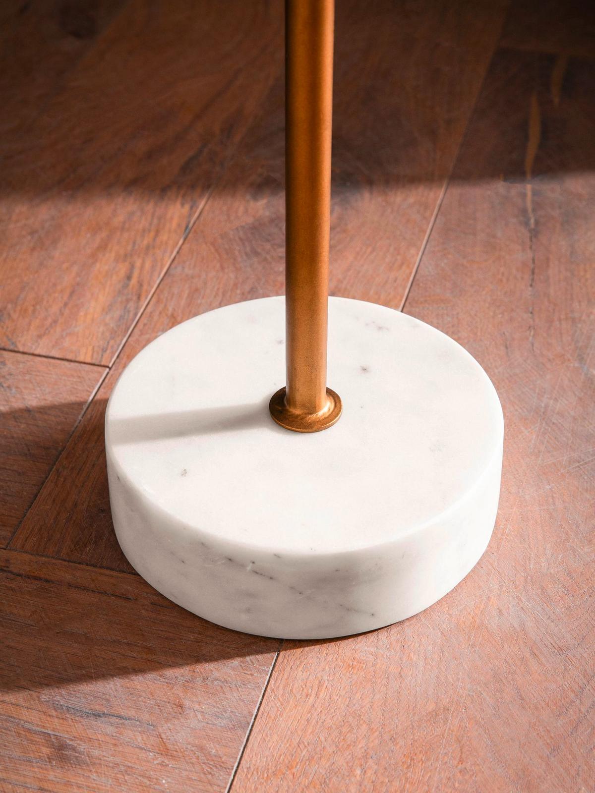 BEISTELLTISCH WL7.218 - Weiss/Eichefarben, Design, Holz/Stein (35/35/55cm) - Livetastic