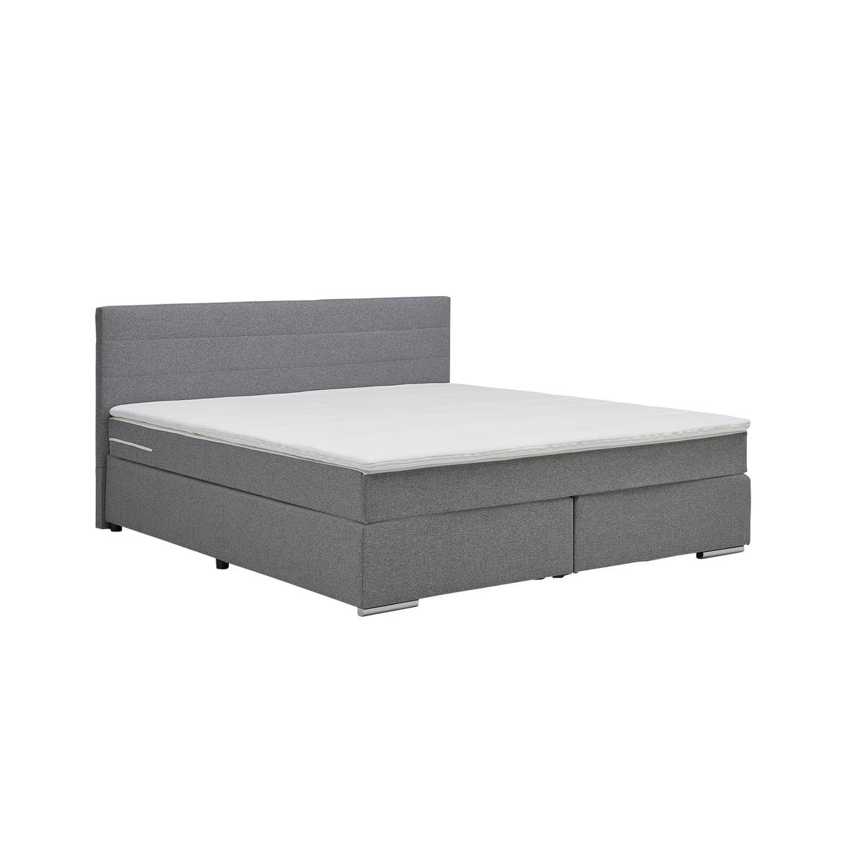 Boxspringbett Palermo in Grau ca. 180x200cm - Chromfarben/Grau, KONVENTIONELL, Kunststoff/Textil (180/200cm) - Based