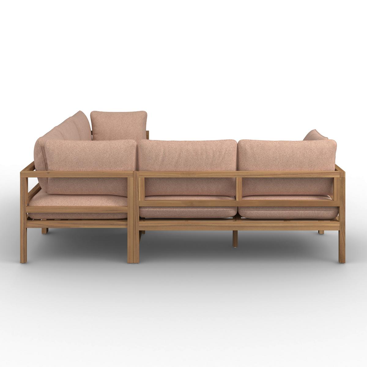 Loungegarnitur Livia Rosa Outdoorstoff/Holz - Naturfarben/Rosa, MODERN, Holz/Textil - Bessagi Garden