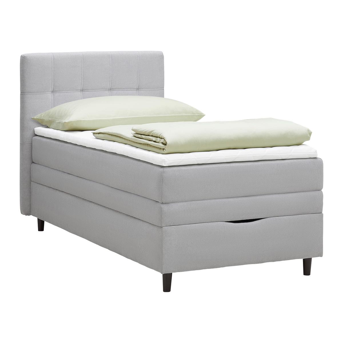 Boxspringbett Miami in Grau ca. 100x200cm - Schwarz/Grau, KONVENTIONELL, Holz/Holzwerkstoff (100/200cm) - Mömax