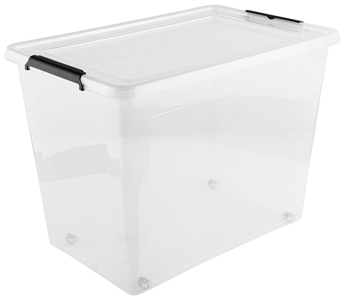 Box mit Deckel Action in Schwarz/Transparent ca. 80l - Transparent/Schwarz, Konventionell, Kunststoff (58/39/43cm) - Based