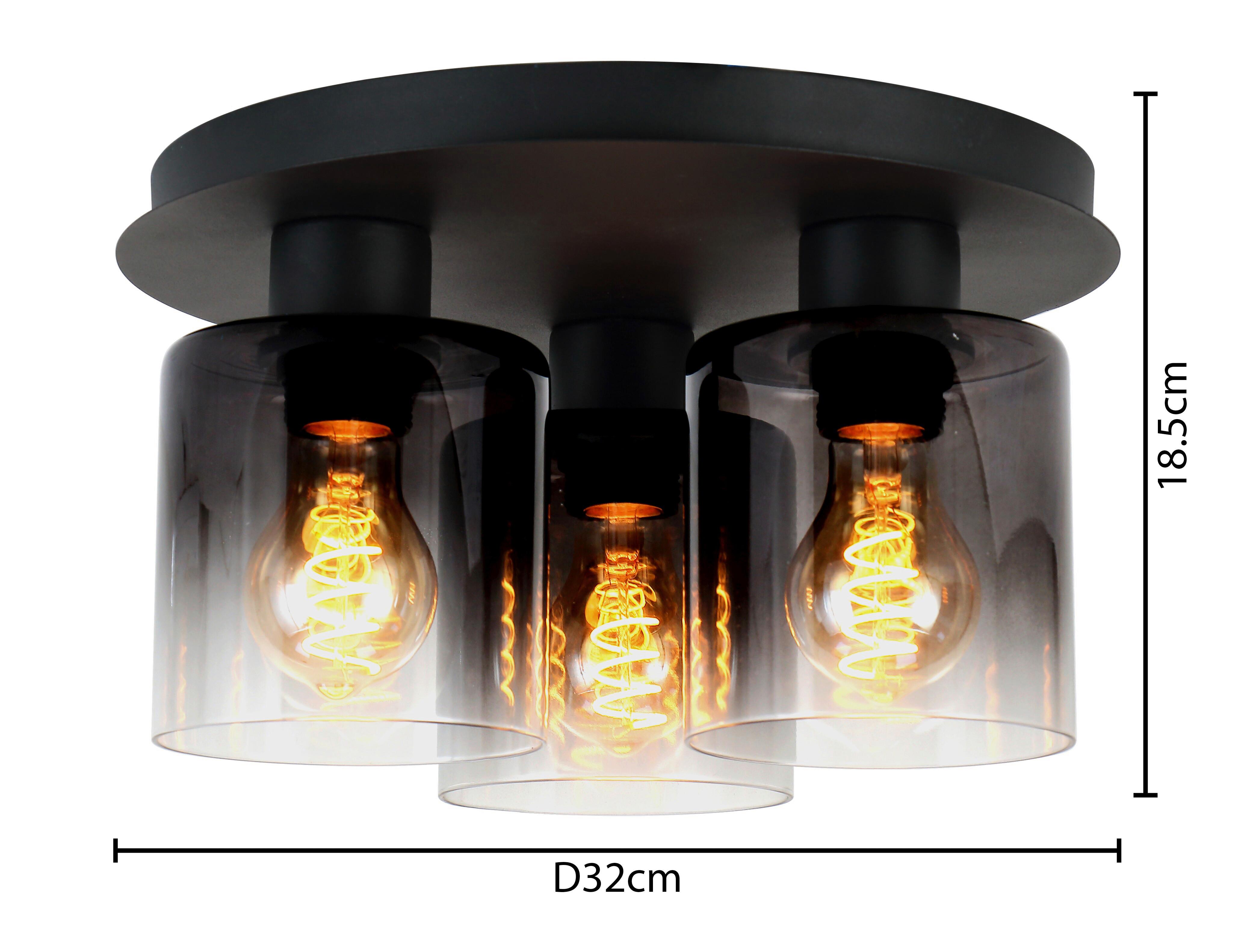 TAKLAMPA ESTELLE - svart, Modern, metall/glas (32/18,5cm) - Mömax