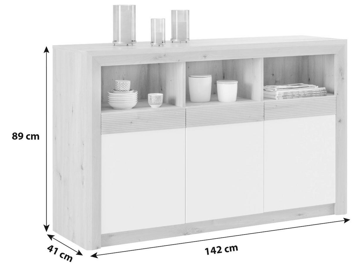 Komoda Kashmir New - črna/barve hrasta, Moderno, leseni material (142/89/41cm) - Zandiara