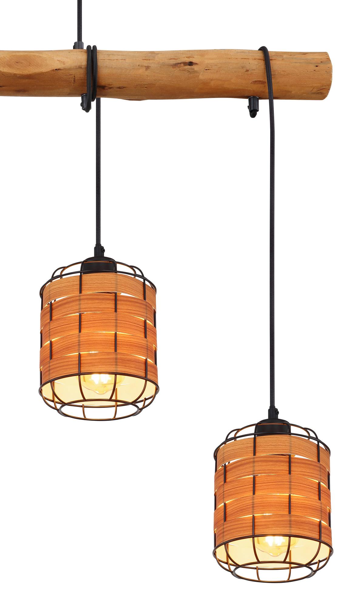 Hängeleuchte Elmar in Schwarz/Braun max. 40 Watt - Schwarz/Braun, KONVENTIONELL, Kunststoff/Metall (85/15/140cm) - Globo