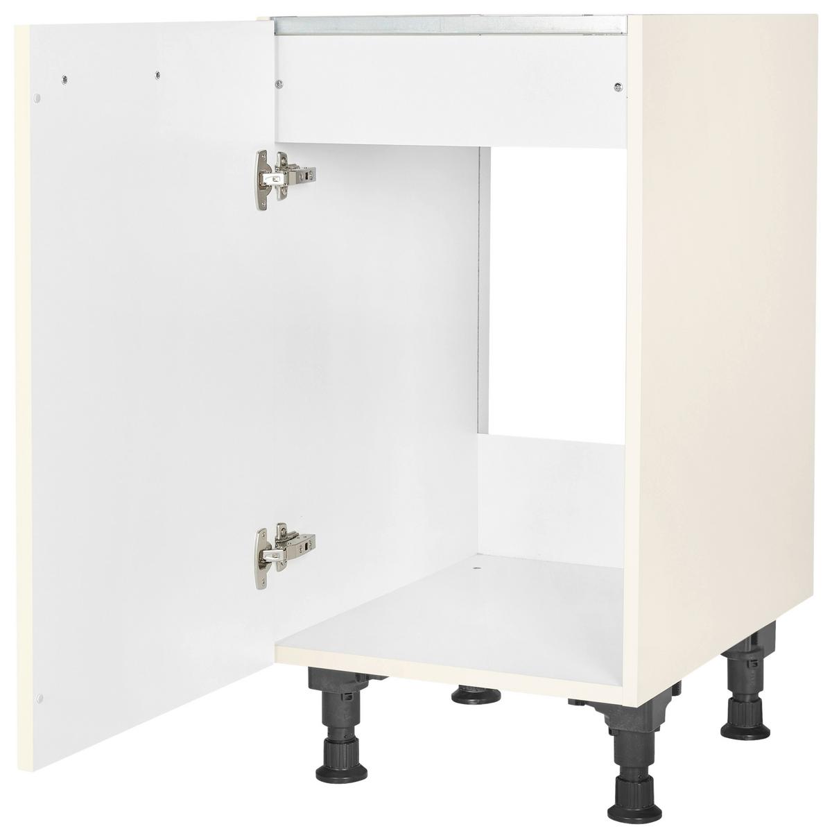 Spülenunterschrank Touch Magnolie - Edelstahlfarben/Magnolie, MODERN, Holzwerkstoff/Metall (45/87/56cm) - Nobilia