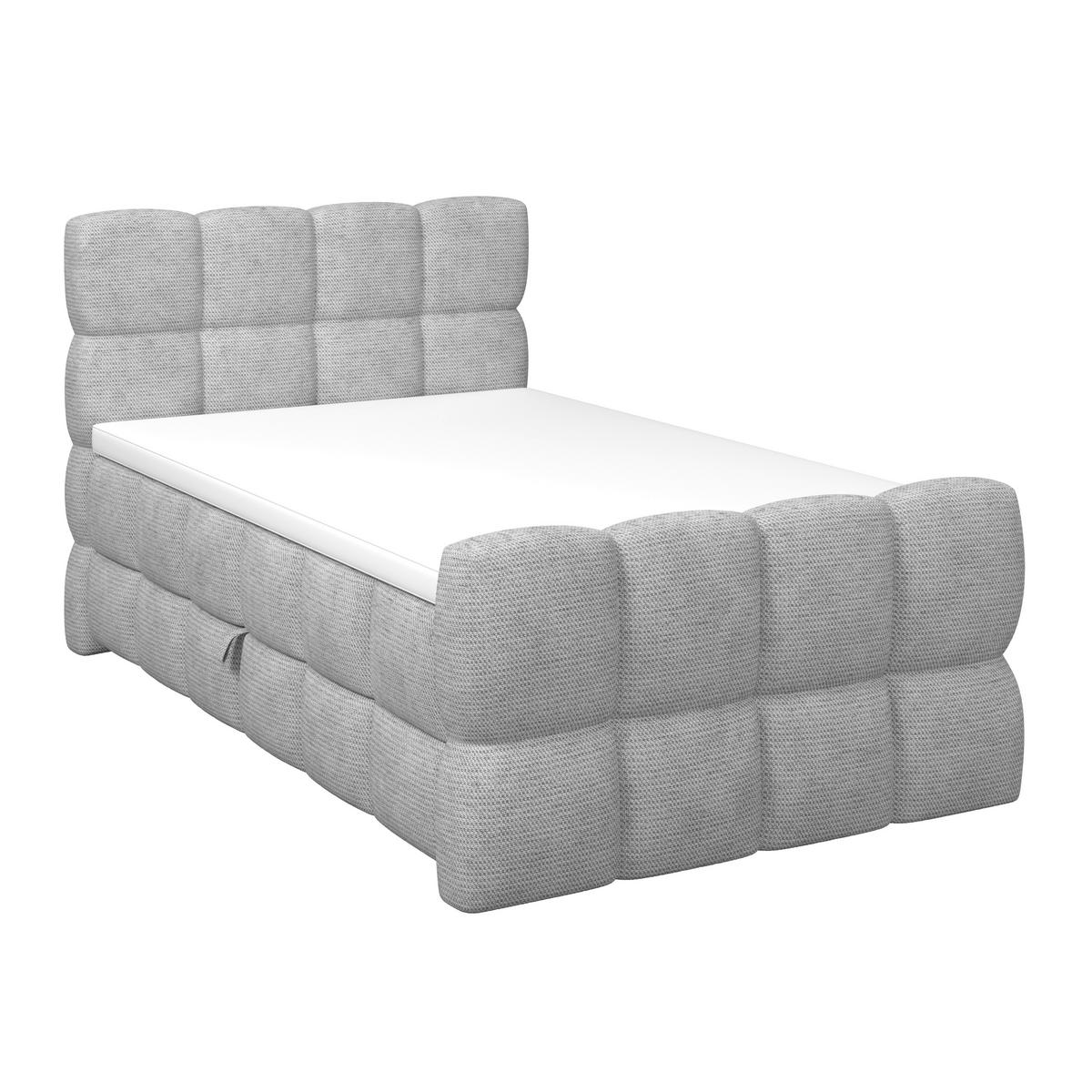 Postelja Boxspring Brisbane, Svetlo Siva, 140x220 - črna/svetlo siva, Trend, kovina/umetna masa (140/220cm) - Premium Living