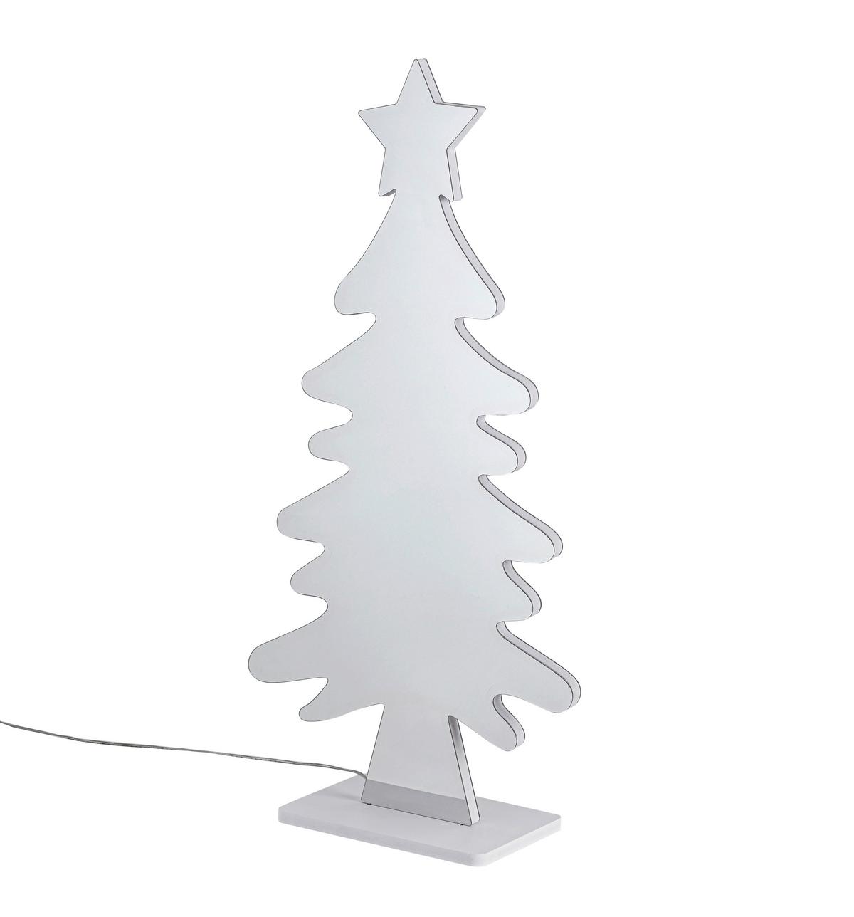 LED-Dekoleuchte Tanne Weiß max. 6 Watt - Chromfarben/Weiß, Design, Kunststoff (31,5/12/60cm) - Mömax