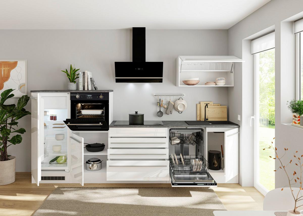 Moderen Kuhinjski Blok Brez Aparatov Welcome Jazz, Bela - bela/visoki sijaj, Konvencionalno, leseni material (320cm) - Modern Living