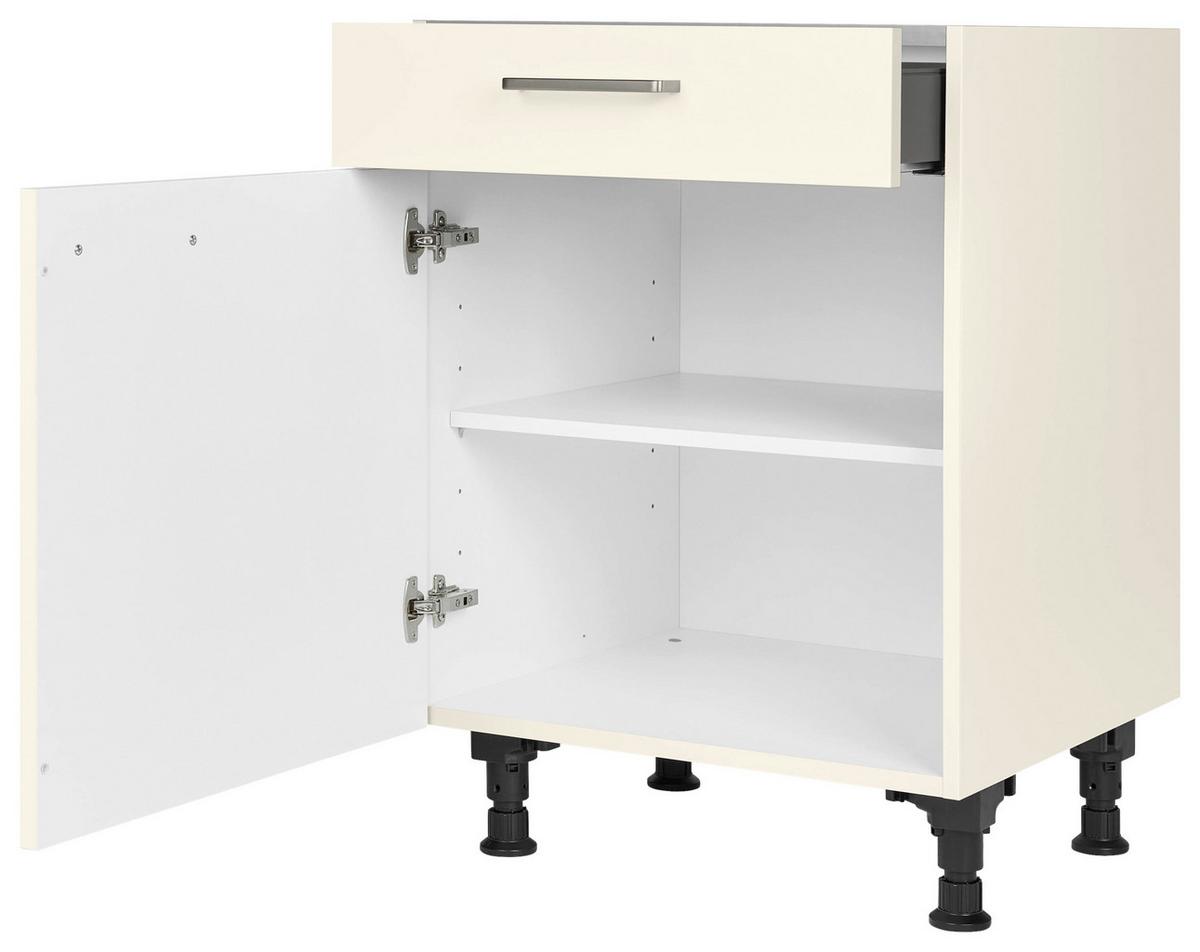 Schubkastenunterschrank Touch Magnolie - Edelstahlfarben/Magnolie, MODERN, Holzwerkstoff/Metall (60/87/56cm) - Nobilia