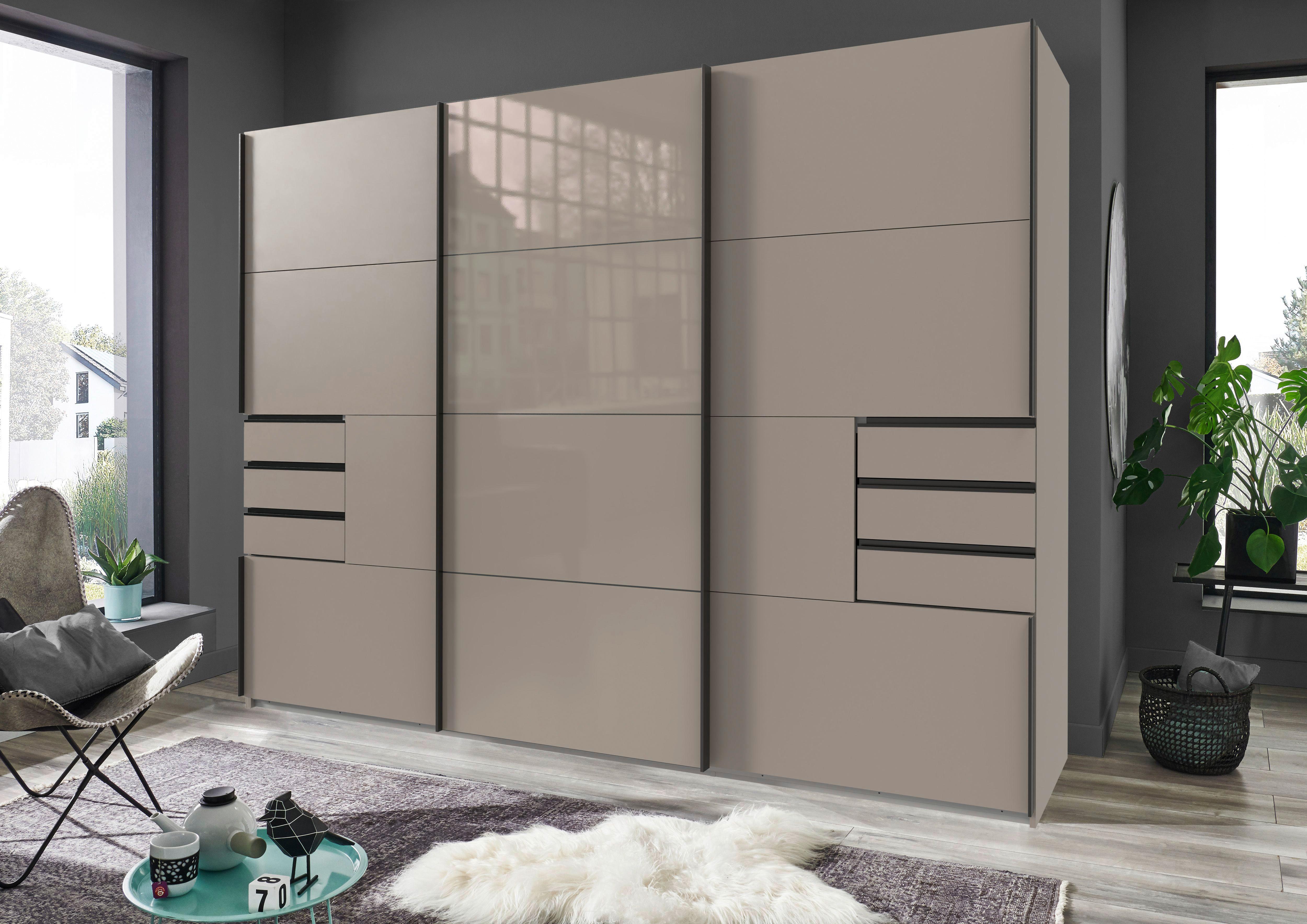 Schwebetürenschrank Saigon Beige/Greige - Greige/Beige, KONVENTIONELL, Glas/Holzwerkstoff (270/208/64cm) - Premium Living