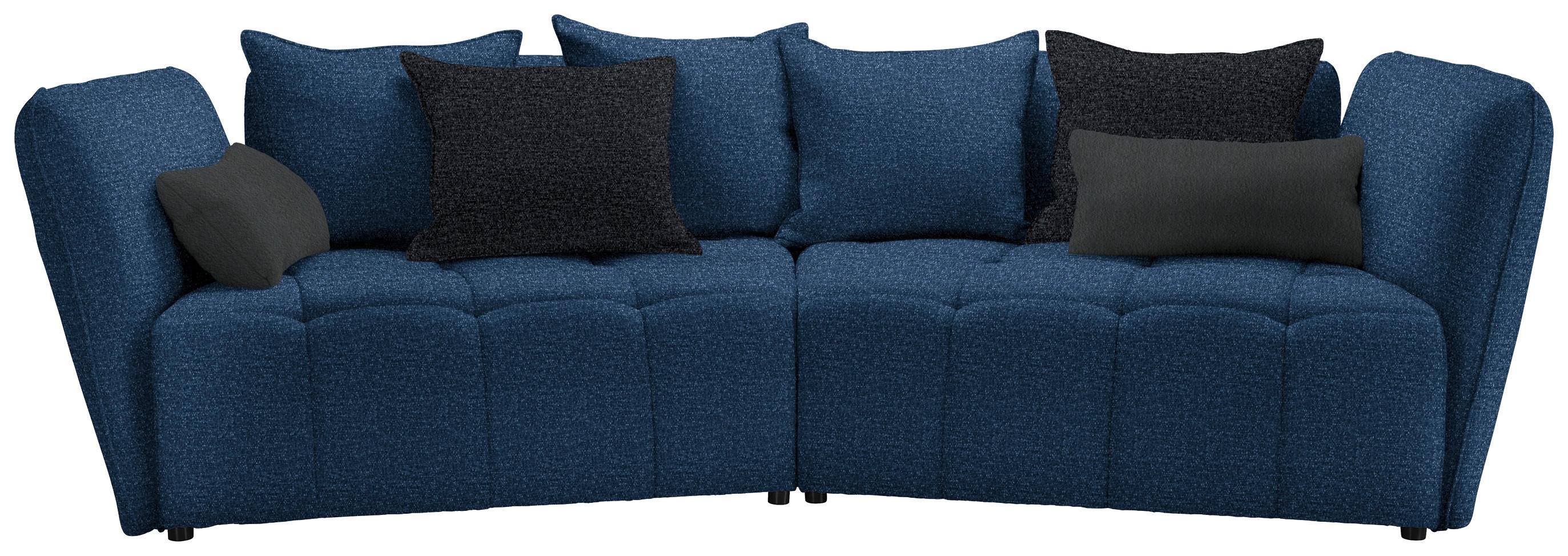 Boxspringsofa Sofi Dunkelblau - Dunkelgrau/Schwarz, MODERN, Textil (294/93/152cm) - Premium Living