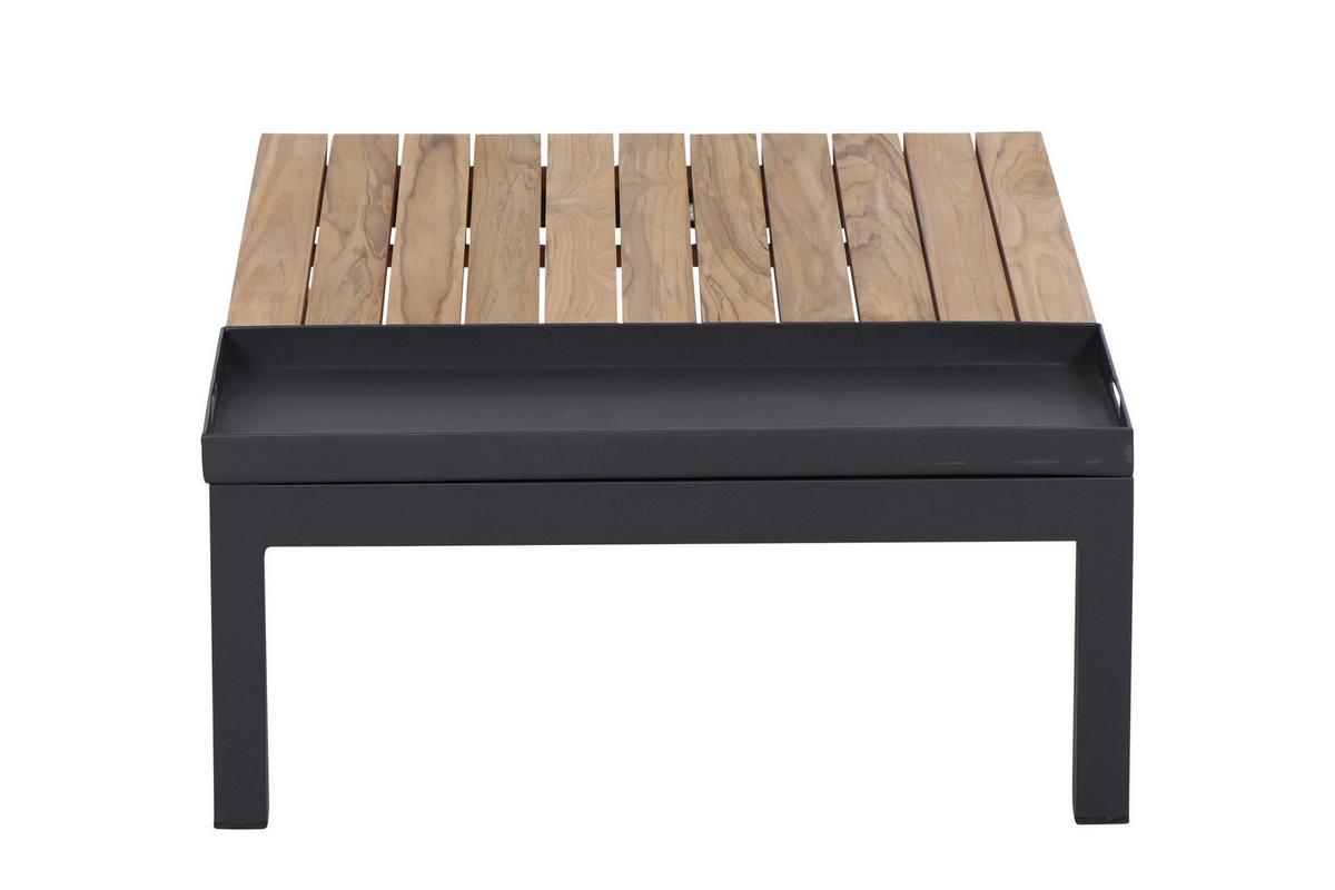 Modul-Loungegarnitur 4-tlg. Grau Teakholz - Anthrazit/Grau, KONVENTIONELL, Holz/Textil (252/84/252cm) - Siena Garden