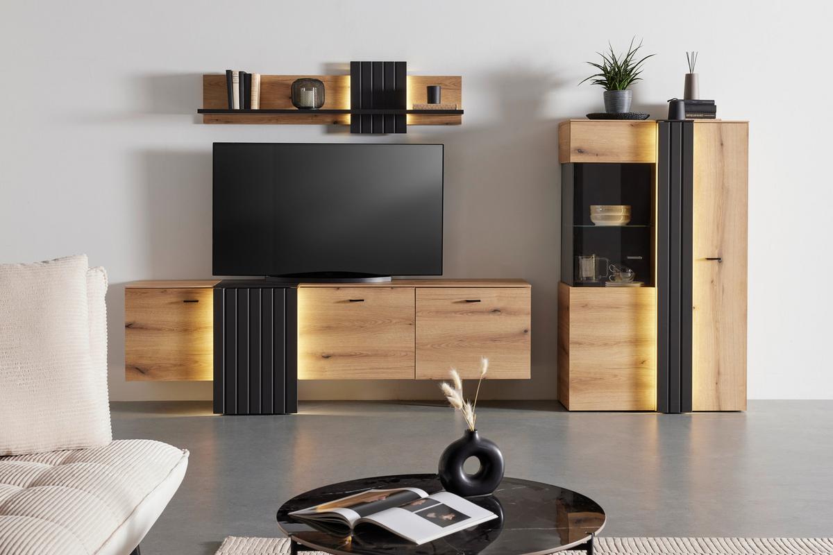 TV-Element in Eiche/Grau - Modern, Holzwerkstoff/Kunststoff (207,8/66/44,8cm) - Mömax