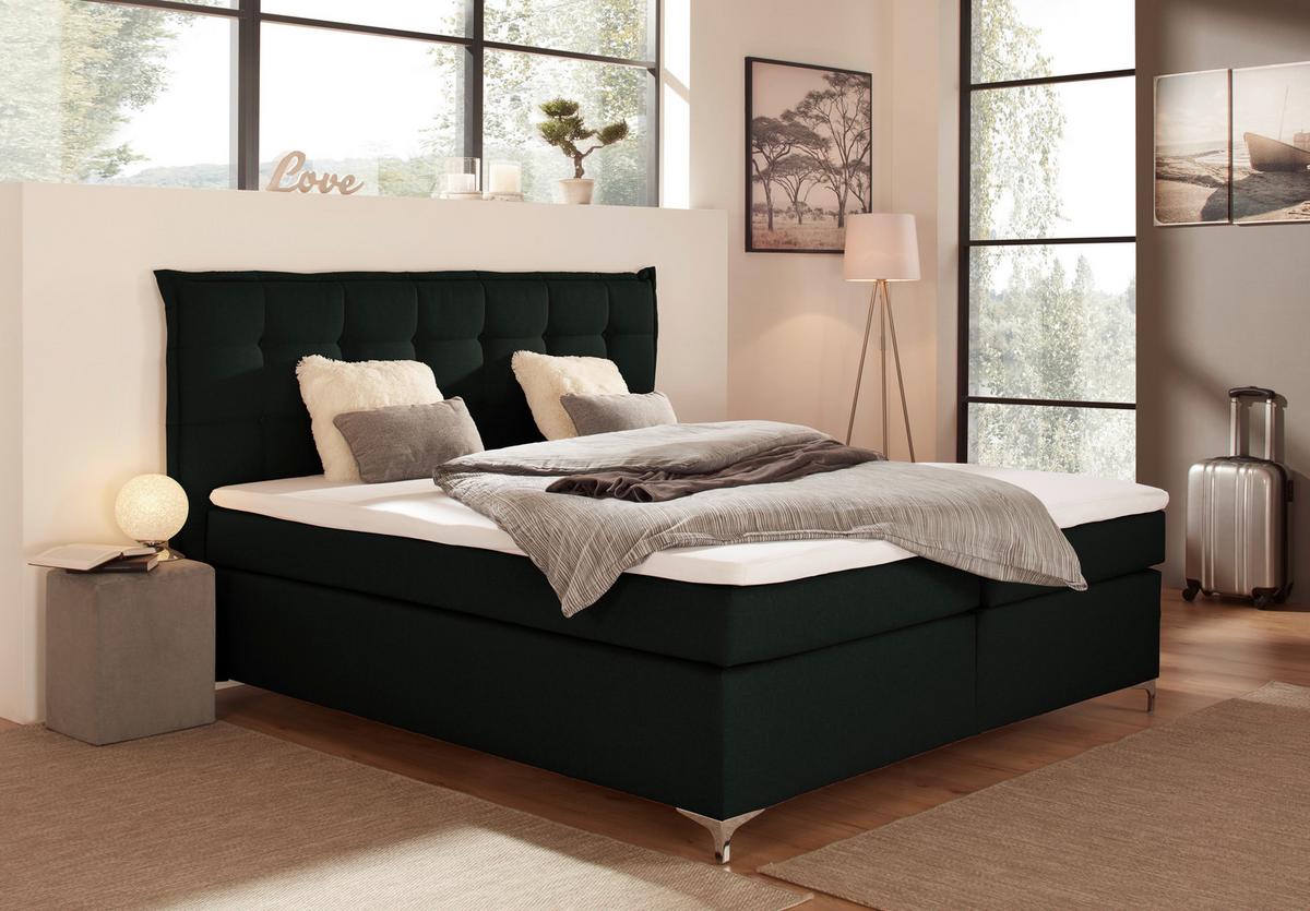 Boxspring Krevet Fabio - crna, Moderno, tekstil/metal (180/200cm)