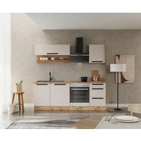 Küchenblock Aveiro m. Geräten Kaschmir - Kaschmir/Eiche Wotan, Trend, Holzwerkstoff/Metall (220cm) - Held