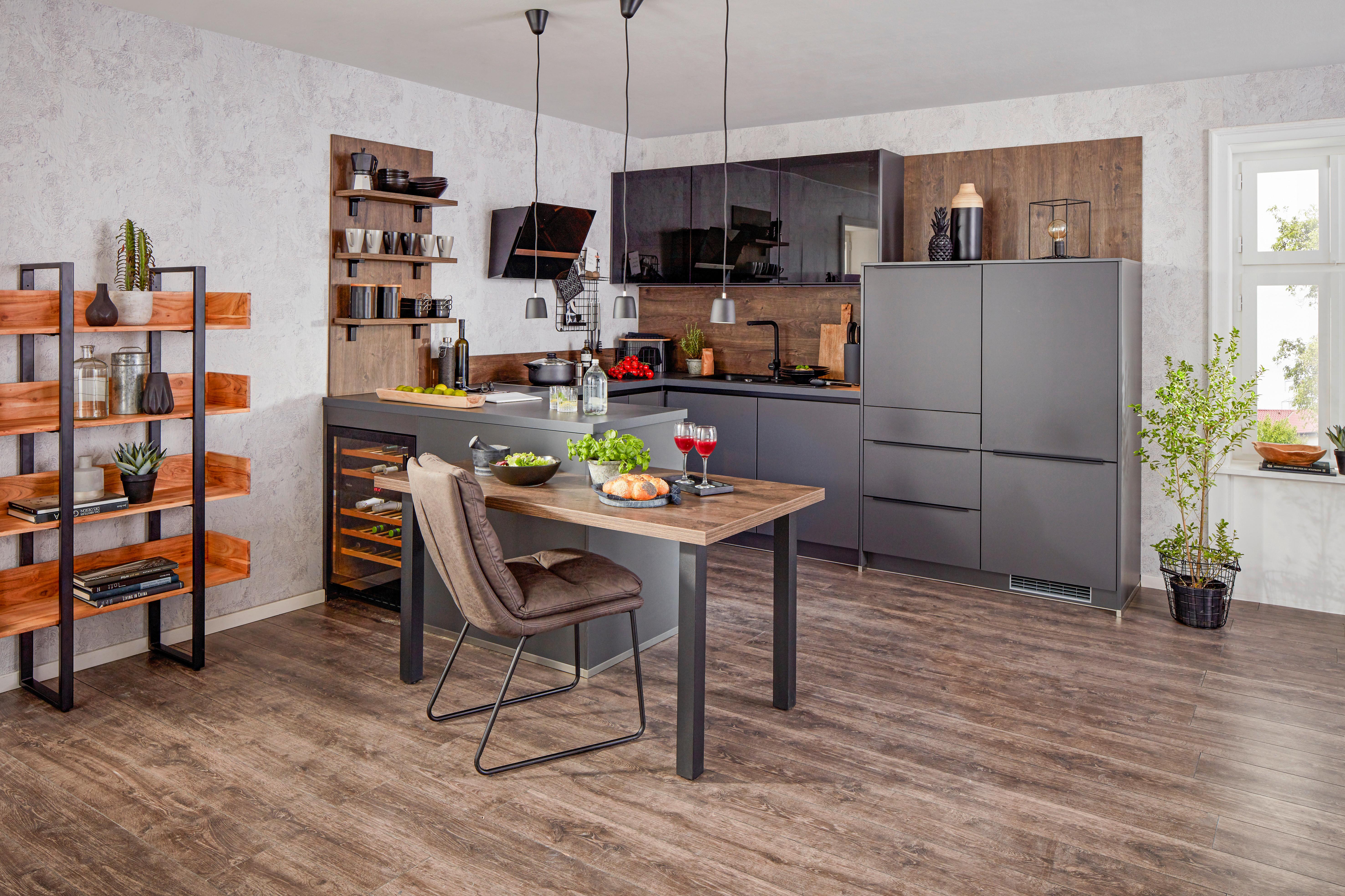 Einbauküche IP3150 - Graphitfarben, MODERN, Holzwerkstoff (255/305cm) - Impuls