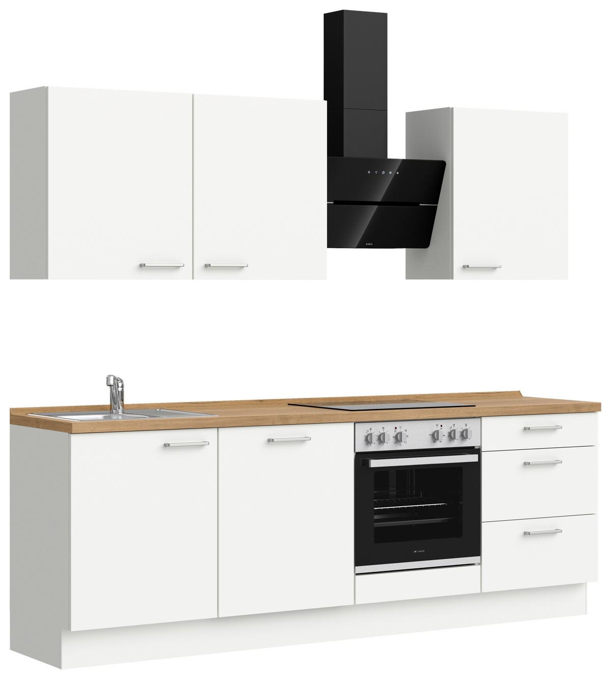 Küchenleerblock Touch High o. Geräte Weiß - Edelstahlfarben/Eichefarben, MODERN, Holzwerkstoff/Metall (240cm) - Nobilia