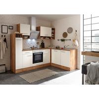 Eckküche Hilde ohne Geräte ca. 250x172 cm Weiß, Wildeiche - Wildeiche/Weiß Hochglanz, Basics, Holzwerkstoff/Metall - Respekta