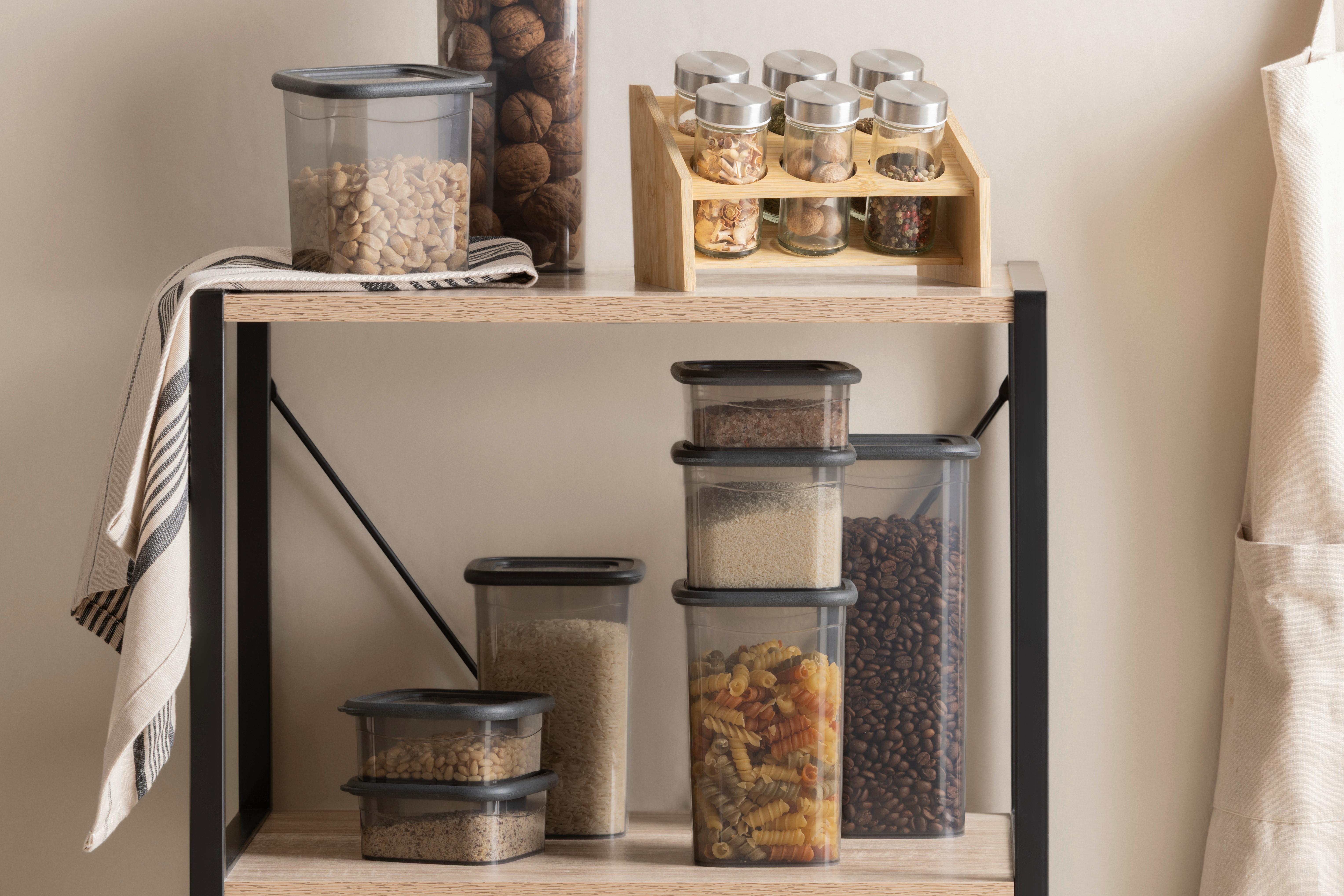 FÖRVARINGSBURKAR SET GIZEM - svart/transparent, Modern, plast (23/23/33cm) - Mömax