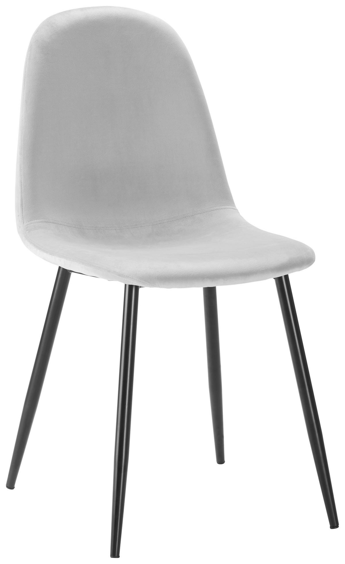 Stuhl Lio Hellgrau Samt Gepolstert - Hellgrau/Schwarz, MODERN, Holz/Textil (43/86/55cm) - Bessagi Home