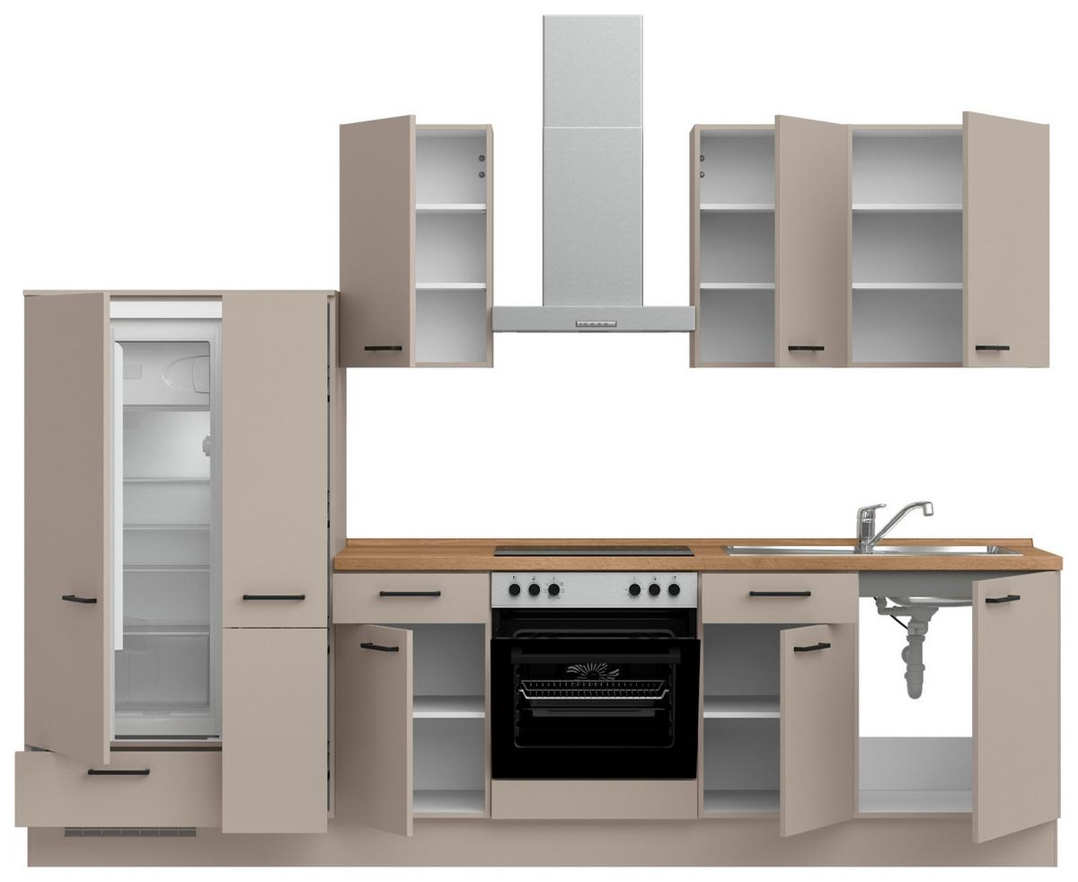 Küchenleerblock Easytouch Low o. Geräte Sandfarben - Sandfarben/Eichefarben, MODERN, Holzwerkstoff/Metall (300cm) - Nobilia