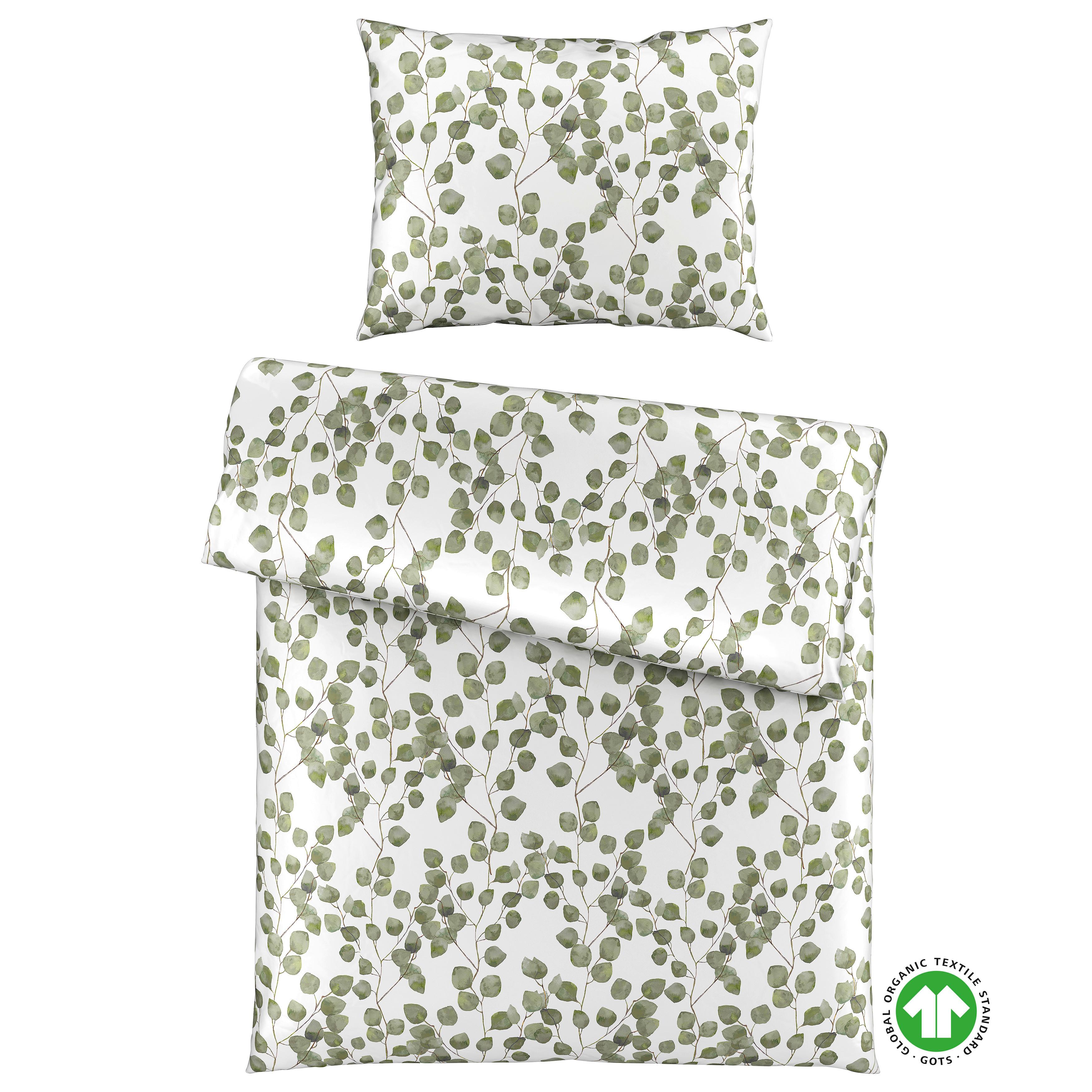 Bettwäsche Bio-Sophia Design Grün/Weiß ca. 140x200cm - Weiß/Grün, Natur, Textil (140/200cm) - ecoTree