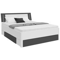 Postelja S Predali Saturn, Bela, Barva Grafita, 160x200 - bela/barve grafita, Konvencionalno, leseni material (160/200cm)