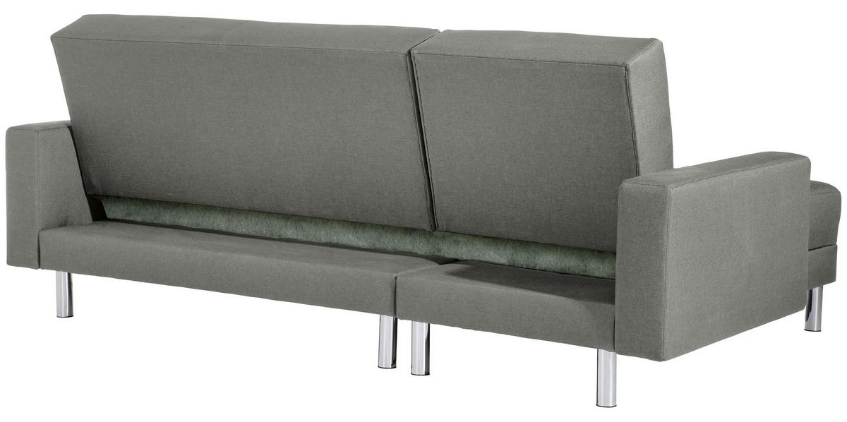ECKSCHLAFSOFA JUST FASHION - Chromfarben/Hellgrau, KONVENTIONELL, Textil/Metall (152/230cm) - Max Winzer