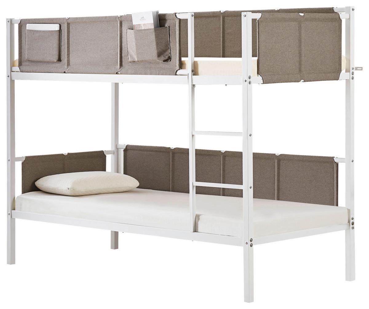 Etagenbett Timo in Weiss ca. 2x ca. 90x200cm - Weiss/Grau, Konventionell, Metall (208/161/96cm) - Zandiara