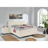 Boxspring Postelja Scarlett - črna/krem barve, Konvencionalno, kovina/leseni material (160/200cm)