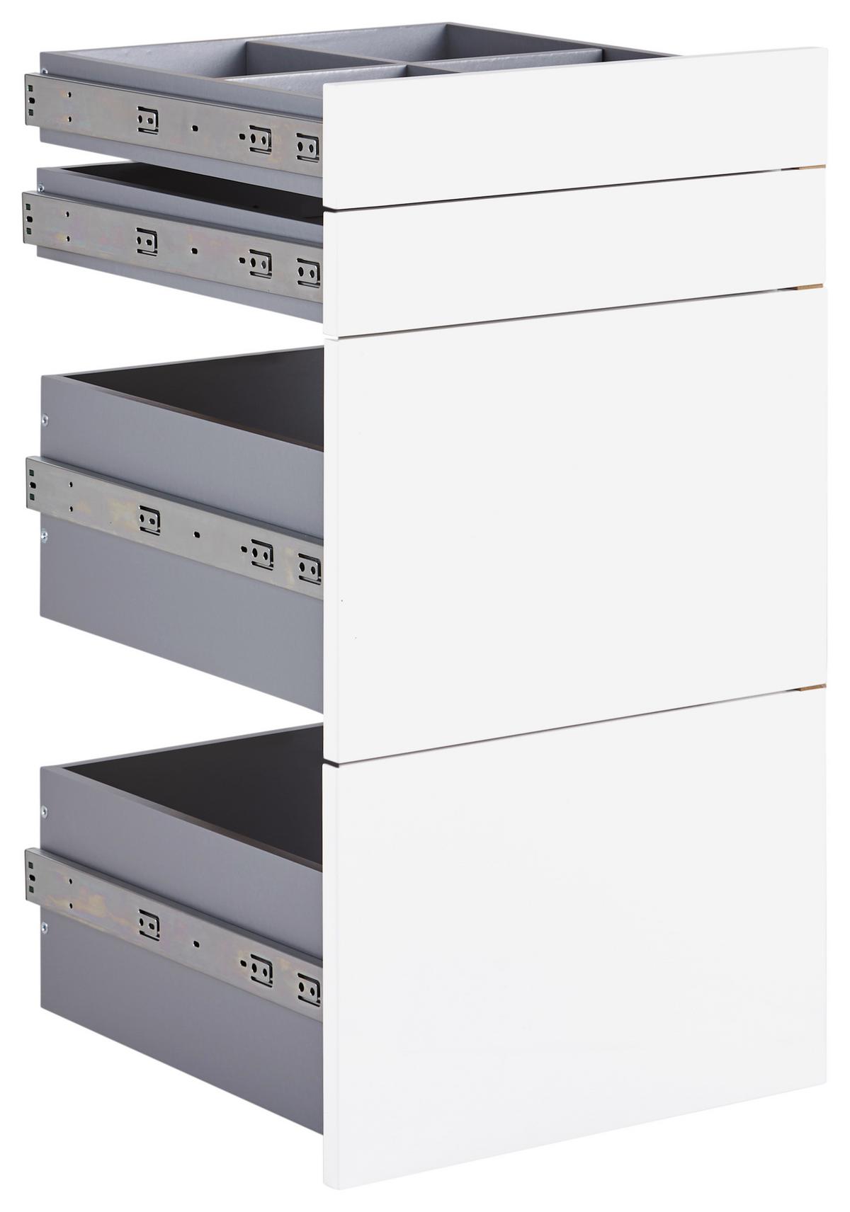 Schubladenset Unit in Weiss Hochglanz - Weiss Hochglanz, Modern, Holzwerkstoff (45,3/83/47cm) - Based