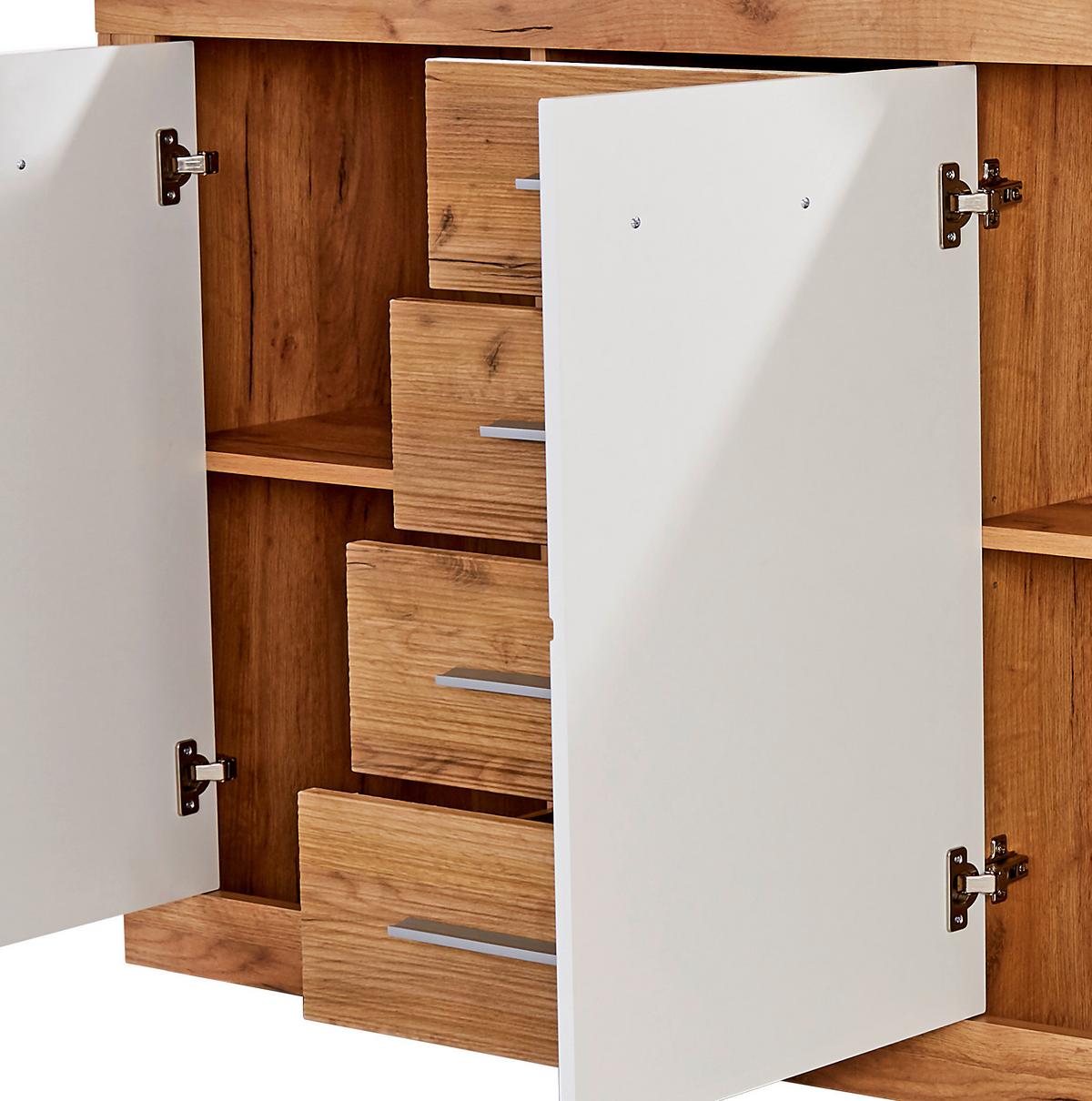 Komoda Malta - barve kroma/barve hrasta, Moderno, umetna masa/leseni material (178,6/86/39,9cm) - Mömax