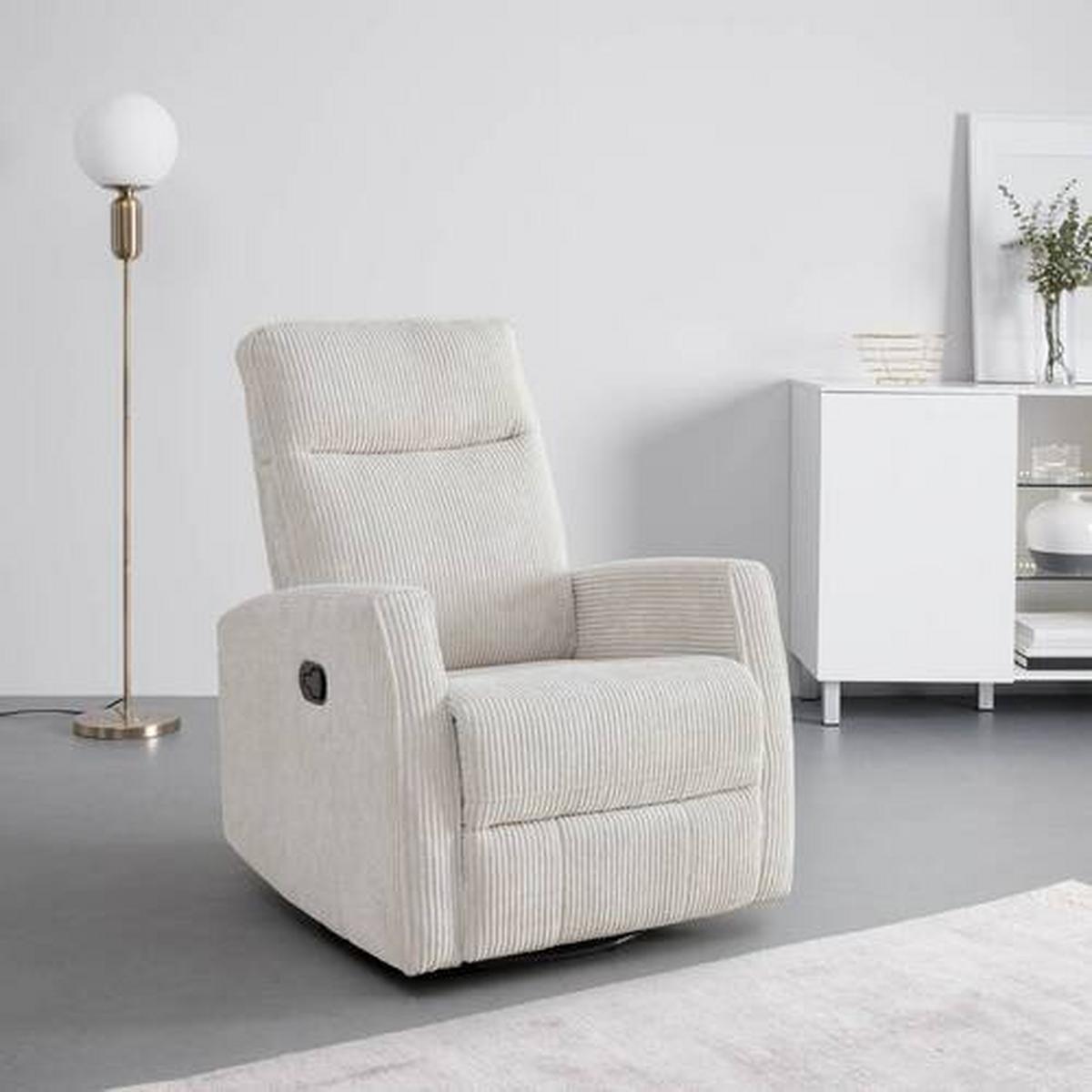 Relax-fotel Melinda - bézs, Modern, textil/fa (76/103/93cm) - Mömax