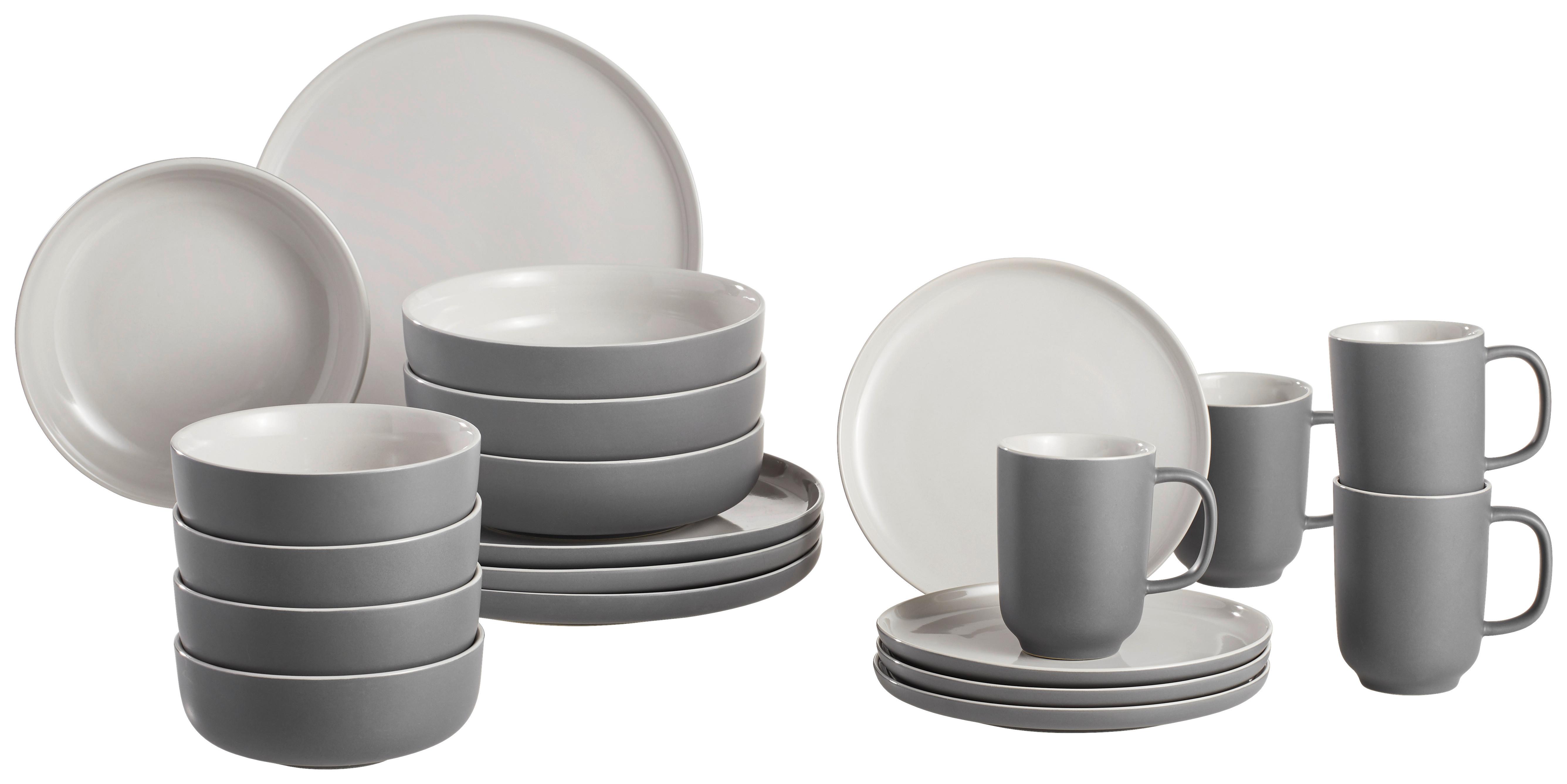 SERWIS OBIADOWO-ŚNIADANIOWY JASPER - szary, Basics, ceramika - Ritzenhoff Breker