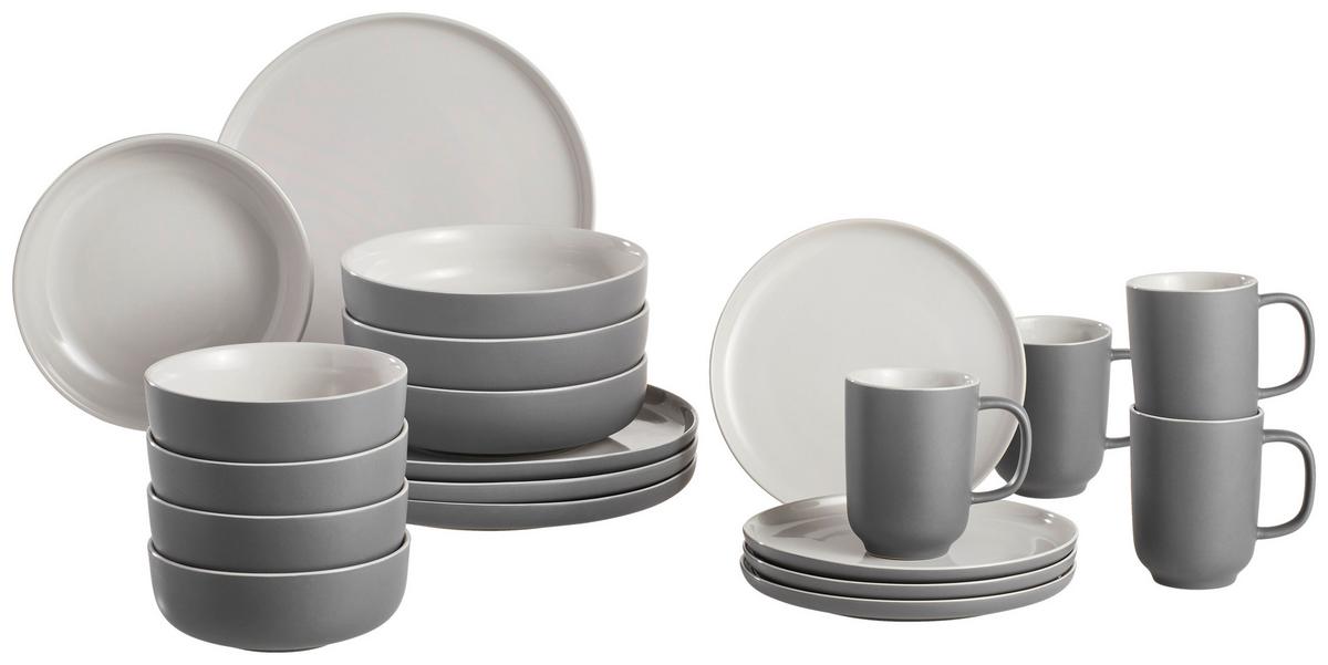 SERWIS OBIADOWO-ŚNIADANIOWY JASPER - szary, Basics, ceramika - Ritzenhoff Breker