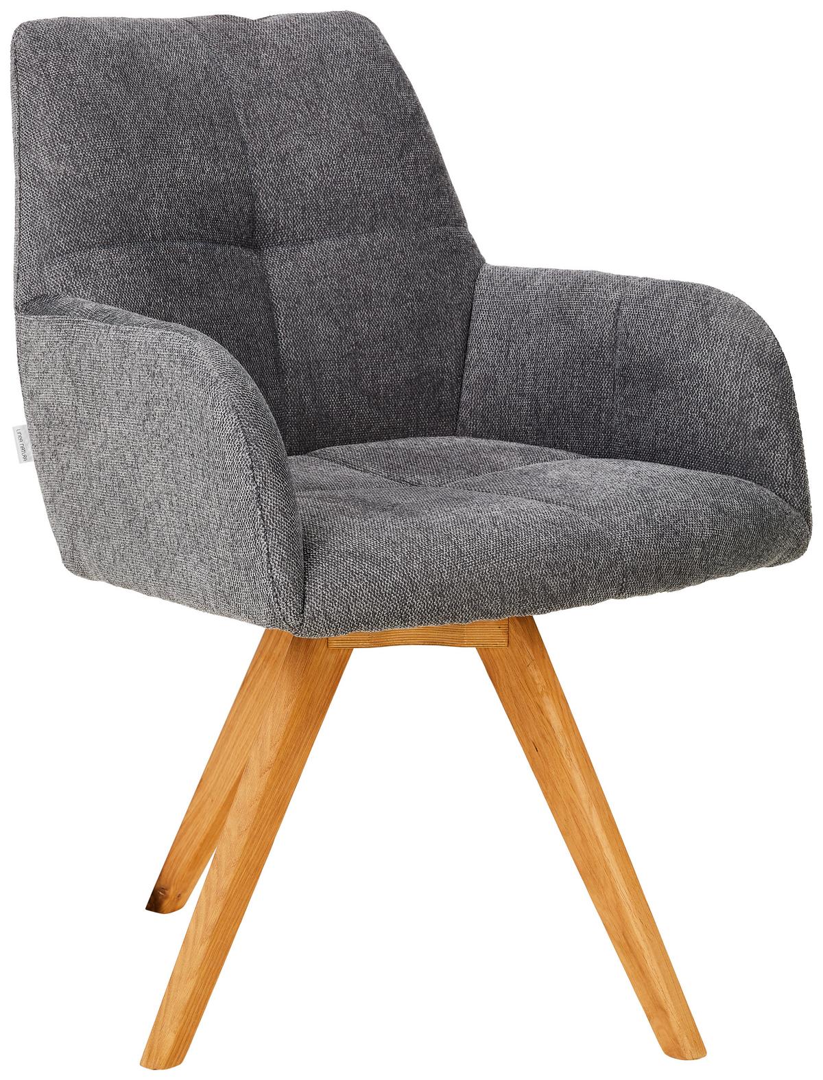 KRZESŁO Z PODŁOKIETNIKAMI PISA - kolor dębowy/antracytowy, Konventionell, drewno/tkanina (62/87,5/68,5cm) - Linea Natura