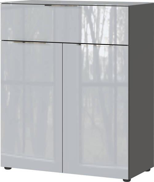 Kommode Oakland in Grau/Graphitfarben - Chromfarben/Graphitfarben, Modern, Glas/Holzwerkstoff (83/102/42cm) - Premium Living