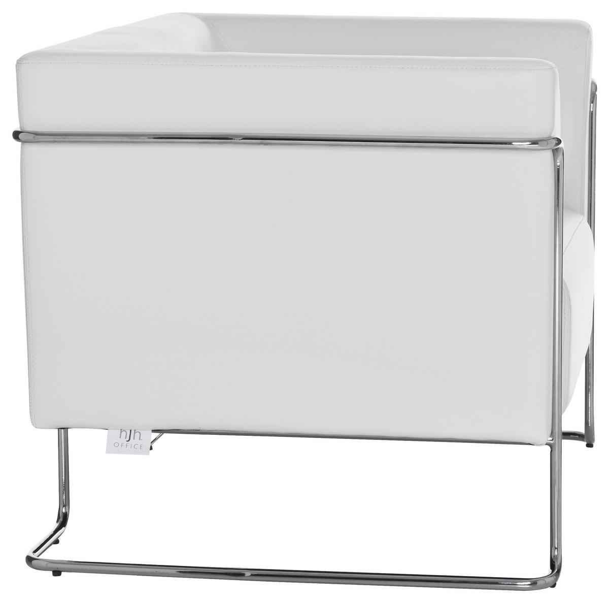 Fotelj Curacao, Bela - barve kroma/bela, Moderno, kovina/tekstil (88/74/74cm) - MID.YOU