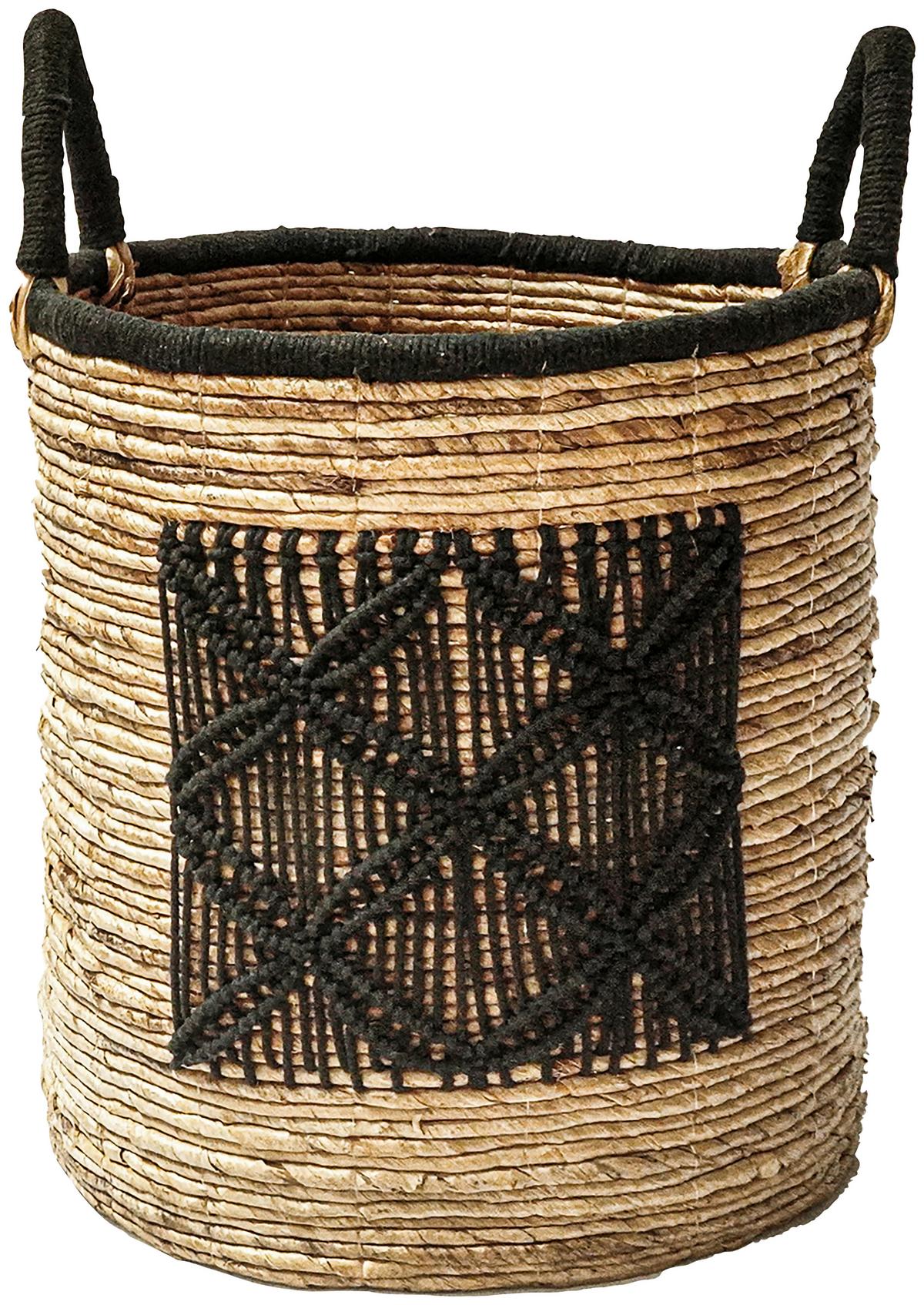 Kosár Yuna-M - natúr színű/fekete, Modern, textil/természetes anyagok (36/40-50cm) - Premium Living