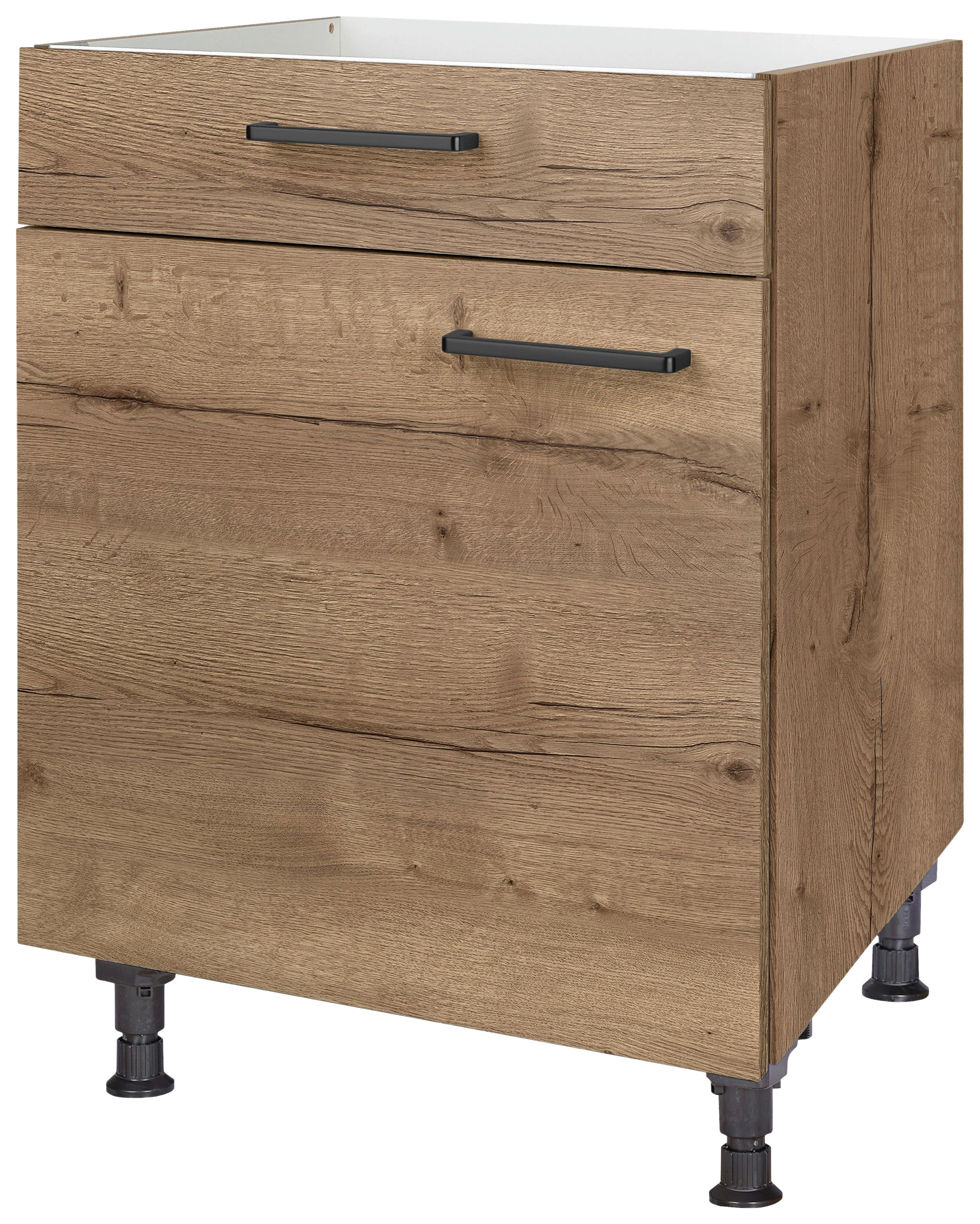 Kochfeldumbauschrank Structura Eiche dunkel - Eiche dunkel/Schwarz, MODERN, Holzwerkstoff/Metall (60/87/56cm) - Nobilia