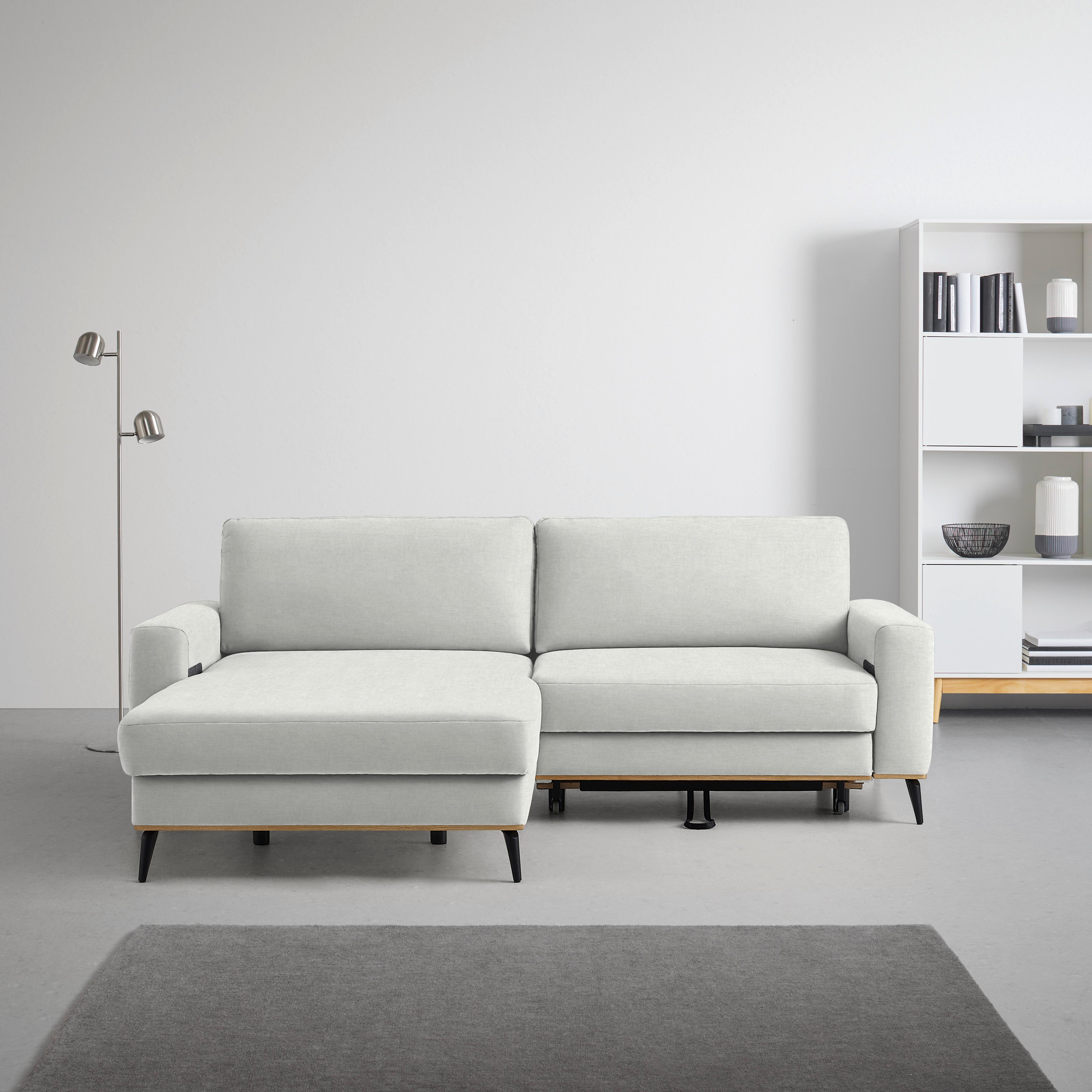 Wohnlandschaft Romeo Creme - Creme/Schwarz, KONVENTIONELL, Textil/Metall (167/87/234cm) - Zandiara