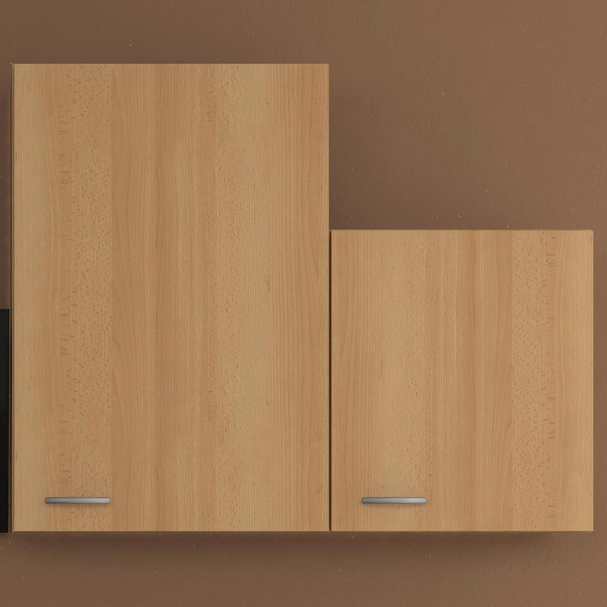 Küchenblock in Buche/Creme inkl. Geräte und Spüle 'Nano' - Edelstahlfarben/Beige, MODERN, Holzwerkstoff/Kunststoff (220cm) - FlexWell