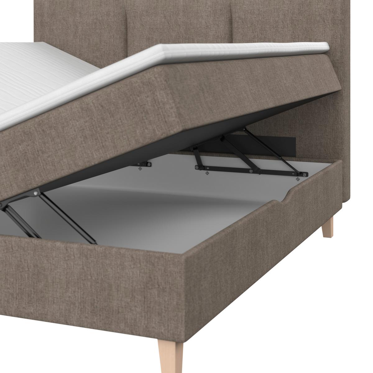 Lit Monza, env. 180/200 cm Braun inkl. Topper - couleur de chêne/marron, Modern, textile/bois (180/200cm) - Bessagi Home
